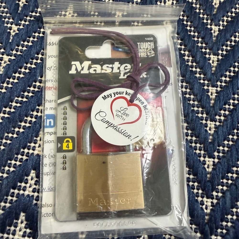 Master Lock 140D Solid Brass Padlock Unisex OS Gold Blue Ribbon